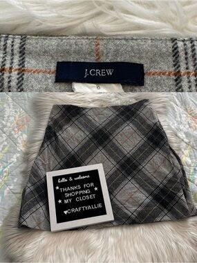 J. Crew Gray Plaid Wool Skirt with Orange Windowpane | Women’s 8